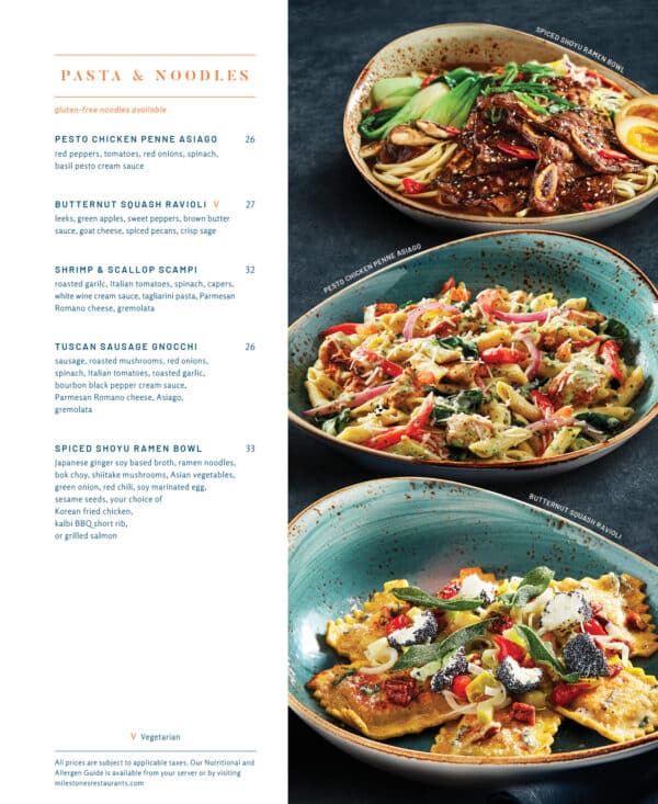 Milestones Menu in Victoria Milestones Grill & Bar