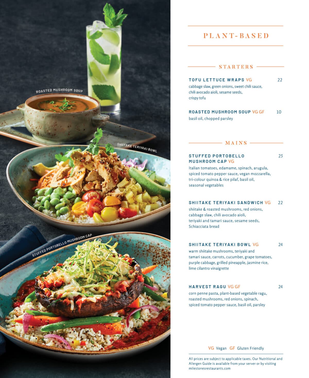 Milestones Menu in Victoria Milestones Grill & Bar