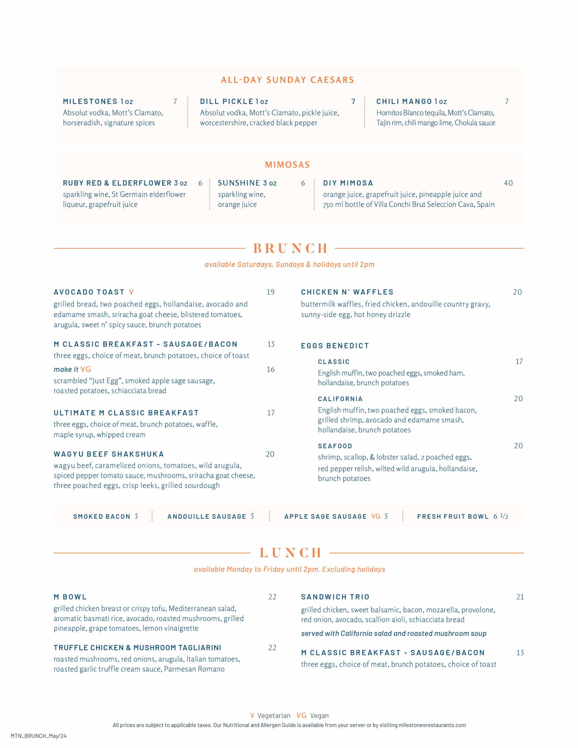 Brunch menu