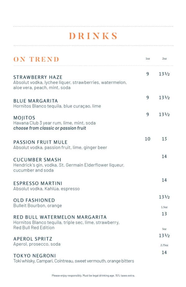 Milestones Menu in Victoria Milestones Grill & Bar