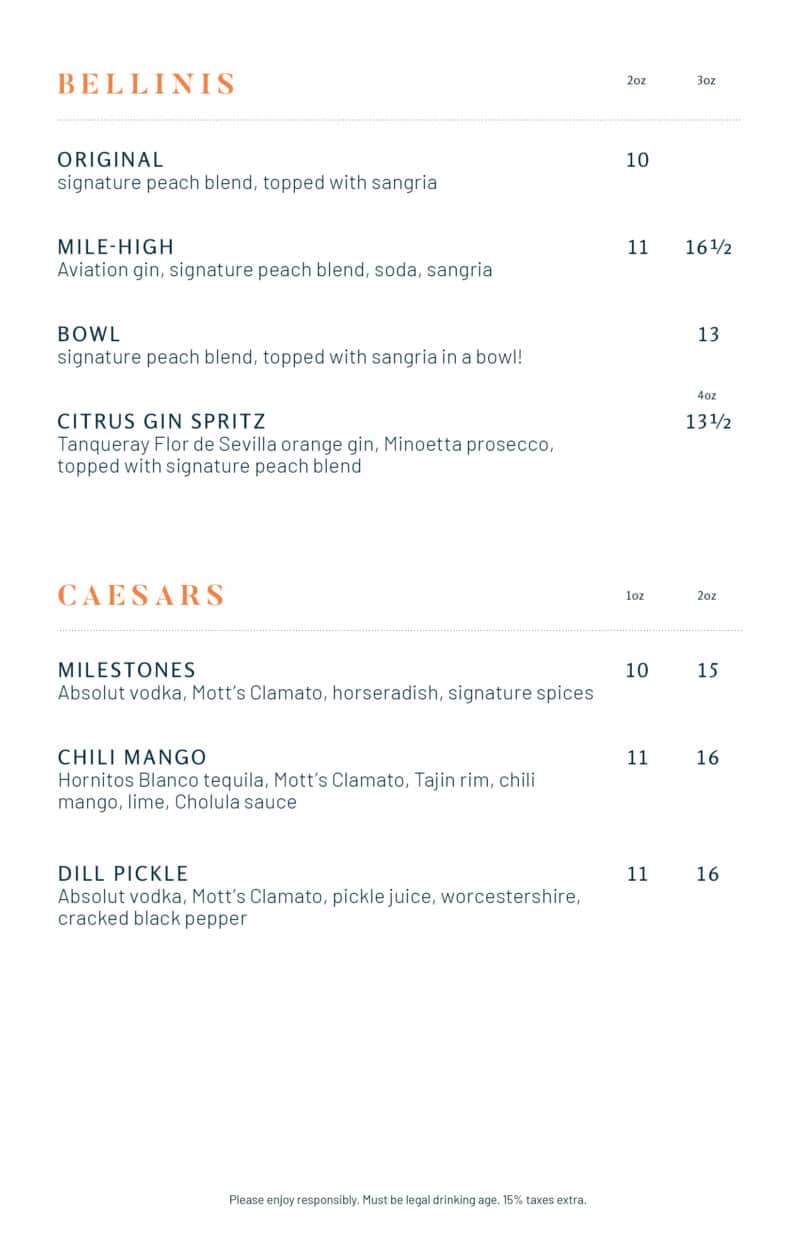 Milestones Menu in Victoria Milestones Grill & Bar