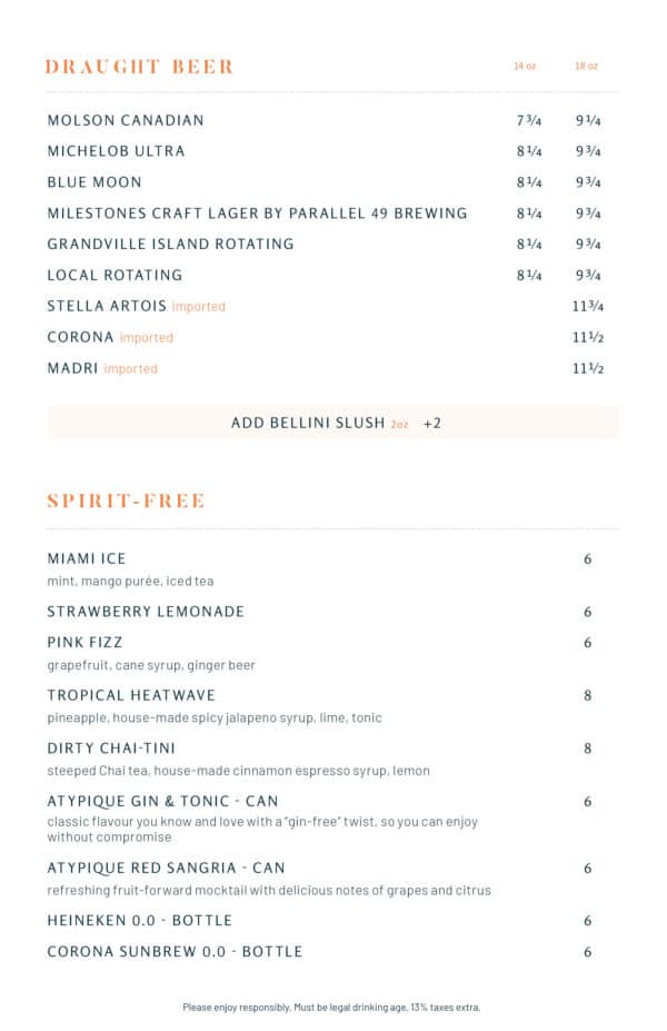 Milestones Menu in Victoria Milestones Grill & Bar