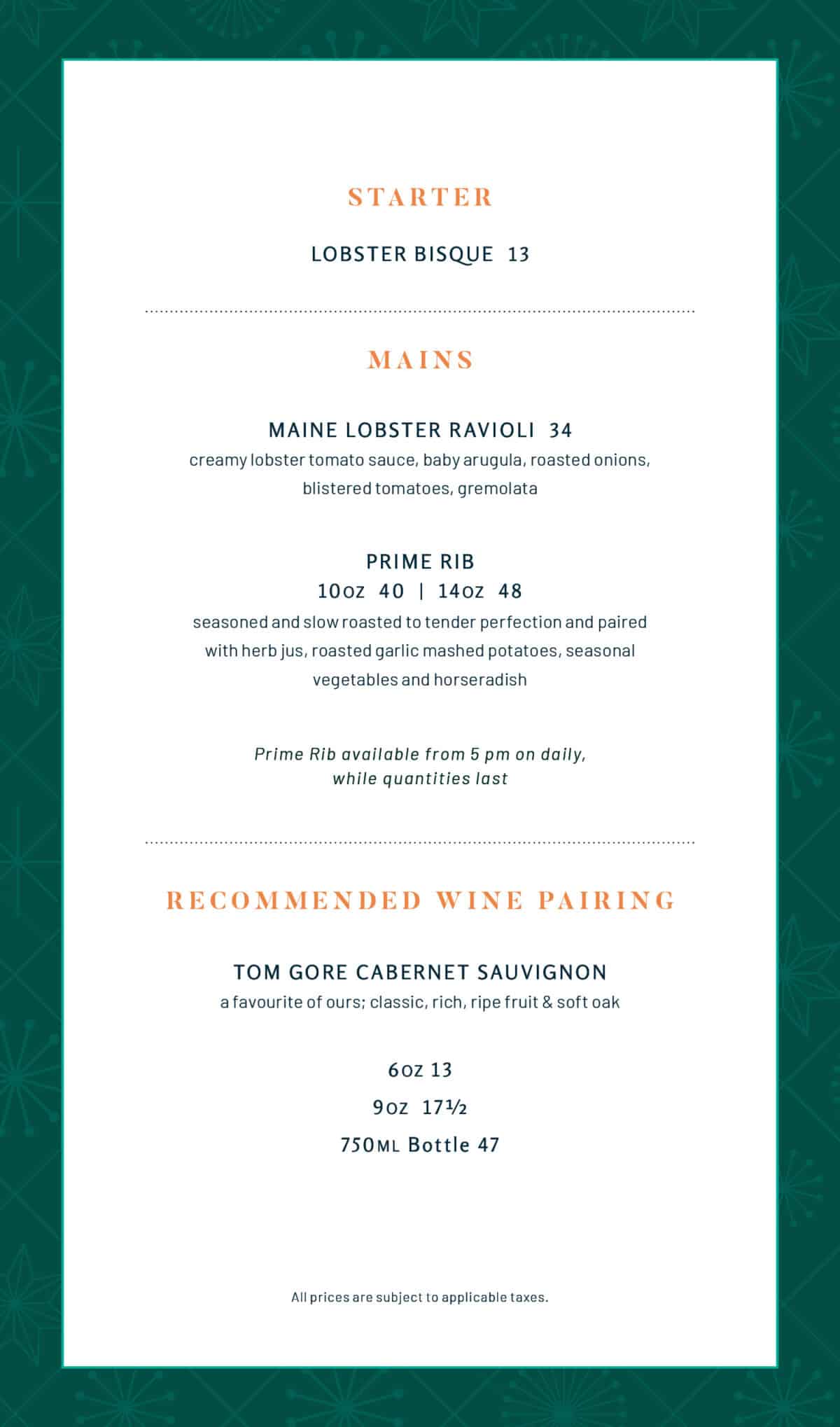 Milestones Menu in Victoria Milestones Grill & Bar